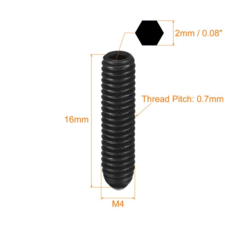 Uxcell M5 X 16mm Ball Point Set Screws – High Carbon Steel, Hex Socket, Spring Plunger, 5-Pack