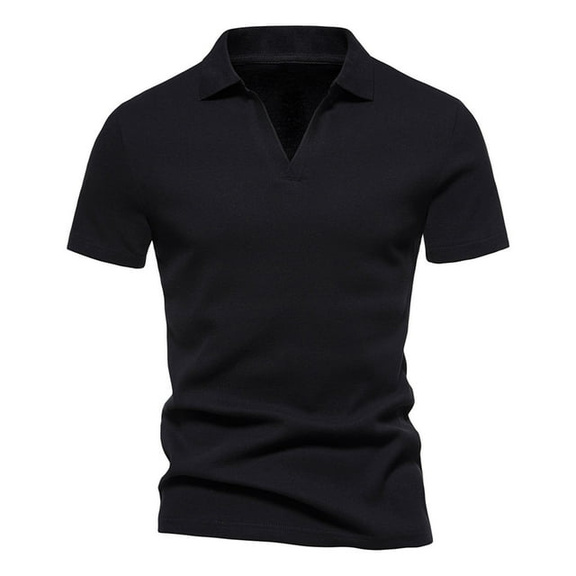 Besolor Mens Short Sleeve T-Shirt Collared V-Neck Casual Summer Big and Tall Shirt Gym Workout Athletic Tees
