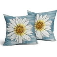 thumbnail image 6 of Summer Daisy Floral Pillow Covers 20X20 Inch Set of 2 White Petal Flower Bloom Decorative Pillow Cases Blue Seasonal Cotton Linen Cushion Case Farmhouse Home Decor for Sofa Couch Porch Outdoor, 6 of 6