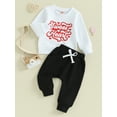 thumbnail image 3 of Bslissey Toddler Baby Boys Valentine's Day 2Pcs Outfits Long Sleeve Letter Print Sweatshirt + Drawstring Pants Sets Infant Casual Daily Clothes 0-3 Years, 3 of 10