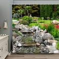 thumbnail image 1 of Garden Landscape Shower Curtain – Colorful Floral Spring Summer Nature Plants Scenery – Country Flower Rustic Bathroom Decor Set – Polyester Fabric Curtains with Hooks (70"x70) – Bring the Outdoor, 1 of 6