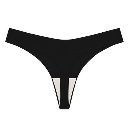 Scyoekwg Womens Thongs Thong Breathable Solid Color Ladies Panties Fashion Low Waisted Bikini Underwear T-back Hipster Panties Underpants(Black XL)