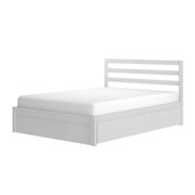 Bear Full Single Bed w/ Underbed Storage Drawers, Brushed White