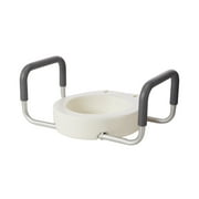 Drive Medical Premium Plastic Raised Toilet Seat with Arms, White, 3.5" Height, for Standard Non-Elongated Toilets, weight up to 300 lbs