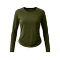 thumbnail image 5 of Scyoekwg Fitted Workout Tops for Women Raglan Side Drawstring Athletic Shirts Long Sleeve Slim Running Workout Casual Tee (Army Green,XXL), 5 of 9