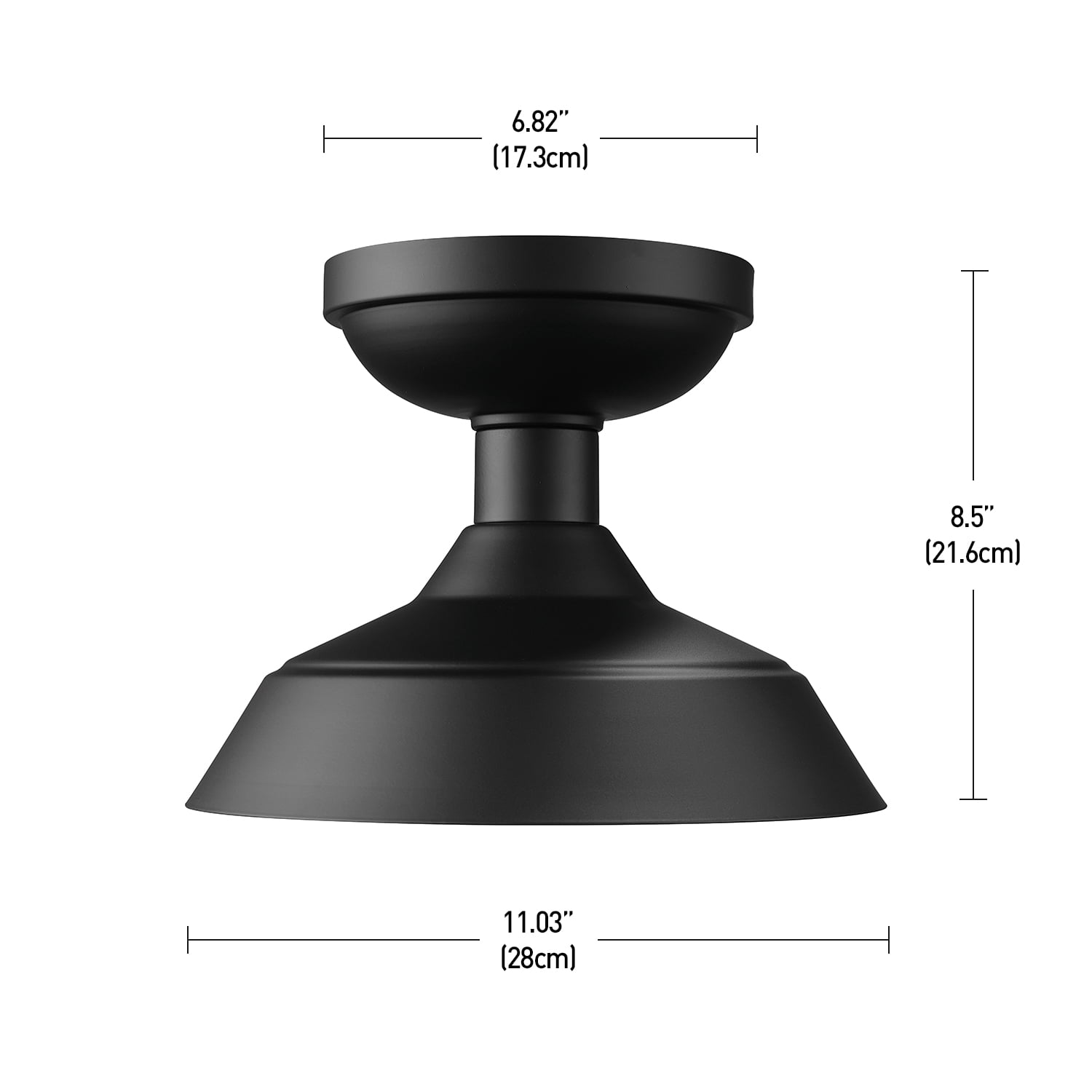 Globe Electric Kurt 1-Light Matte Black Outdoor Indoor Flush Mount Ceiling Light, 44677