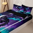thumbnail image 3 of Metsweet Black Purple Dragon Zipper Twin Comforter Sets with Fitted Sheet and 2 Pillowcases, Gradient Starry Sky Zipper Bedding Set,4-Piece,Black Reversible, 3 of 6
