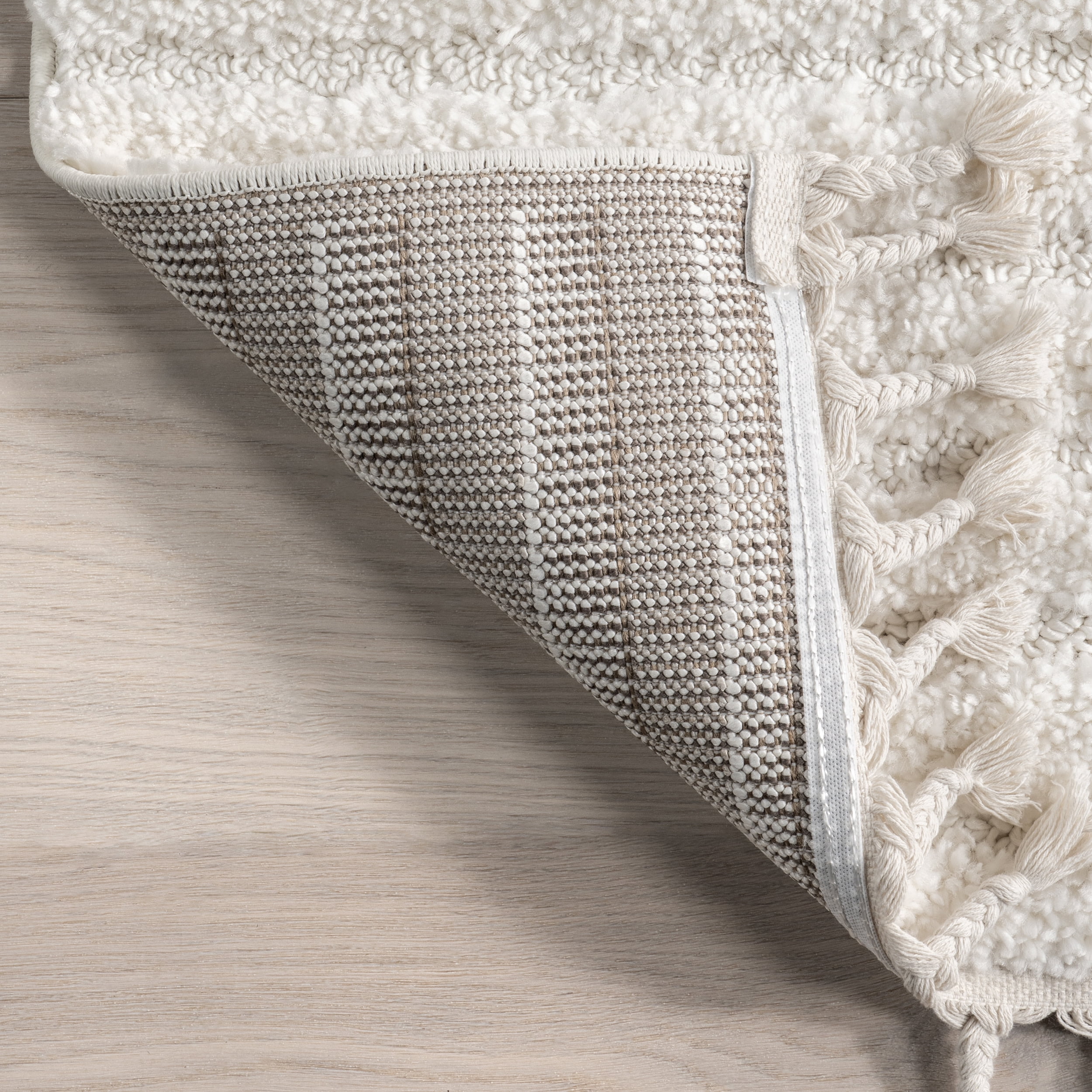 nuLOOM Risette Geometric Shag Tassel Area Rug, 9' x 12', Ivory