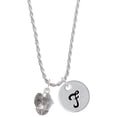 thumbnail image 1 of Delight Jewelry Silvertone Sea Shells Spinner Silvertone Script Initial Disc - F - Charm Necklace, 20"+3", 1 of 4