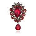 thumbnail image 5 of EHJRE Wedding Bridal Large Red Crystal Rhinestone Teardrop Brooch Pin Broach Charm, 5 of 9