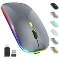 thumbnail image 6 of LED Wireless Mouse, Rechargeable Slim Silent Mouse 2.4G Portable Mobile Optical Office Mouse with USB & Type-c Receiver, 3 Adjustable DPI for Notebook, PC, Laptop, Computer, Desktop (Mint Green), 6 of 9