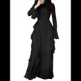thumbnail image 1 of Vestidos Ajustados para Mujer, Elegantes Vestidos Largos de Cóctel con Mangas Acampanadas y Dobladillo con Volantes. Negro L, 1 of 9