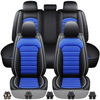 For Ford Focus Car Seat Cover 5 Seats, Waterproof PU Leather Automotive Seat Protector, Front Rear Full Set for EcoSport/ Mondeo/ Taurus/ Fiesta Black Blue