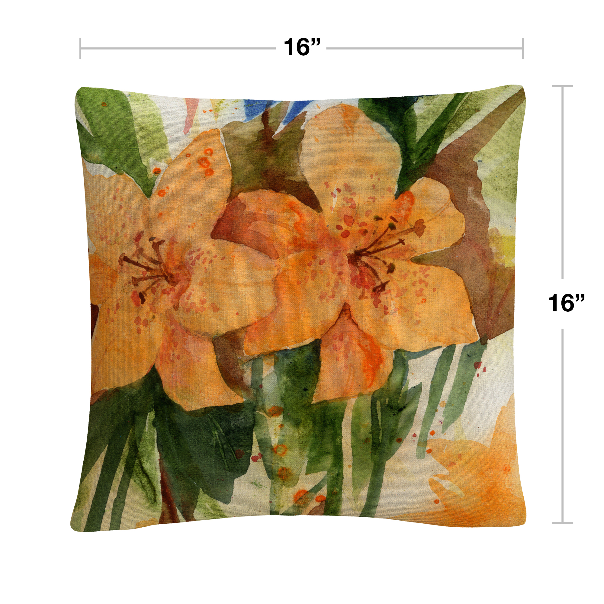 Tiger Lilies' Orange Modern By Sheila Golden 16 X 16 Decorative Throw Pillow