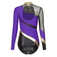 thumbnail image 4 of Doomiva Women's Long Sleeve Gymnastics Leotard Metallic Athletic Dance Bodysuit Dancewear Purple XXL, 4 of 7