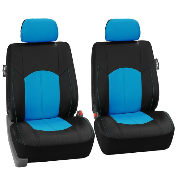 FH Group Universal Fit Perforated Leather Car Seat Covers Blue - Front Set