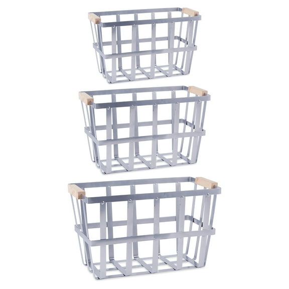 DII Urban Metal Basket Contemporary Storage Container, Galvanized, Basket Set, 3 Piece