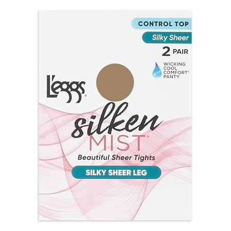 

L Eggs Silken Mist Silky Sheer Leg Control Top Sheer Toe Pantyhose 2 Pair