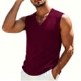 thumbnail image 6 of Ecqkame Mens Tank Tops Knitted Pit Stripe Slim Fit Textured Vest V-Neck Sleeveless Casual Lightweight Breathable Daily Versatile Tops Wine Free Size, 6 of 7