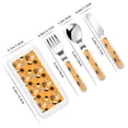 thumbnail image 2 of Fotbe Bold Black and White Leaves Orange for Stainless Steel Kids Silverware Set - Child and Toddler Safe Flatware - Children's Knife, Fork And Spoon Set - Metal Kids Cutlery Set, 2 of 8