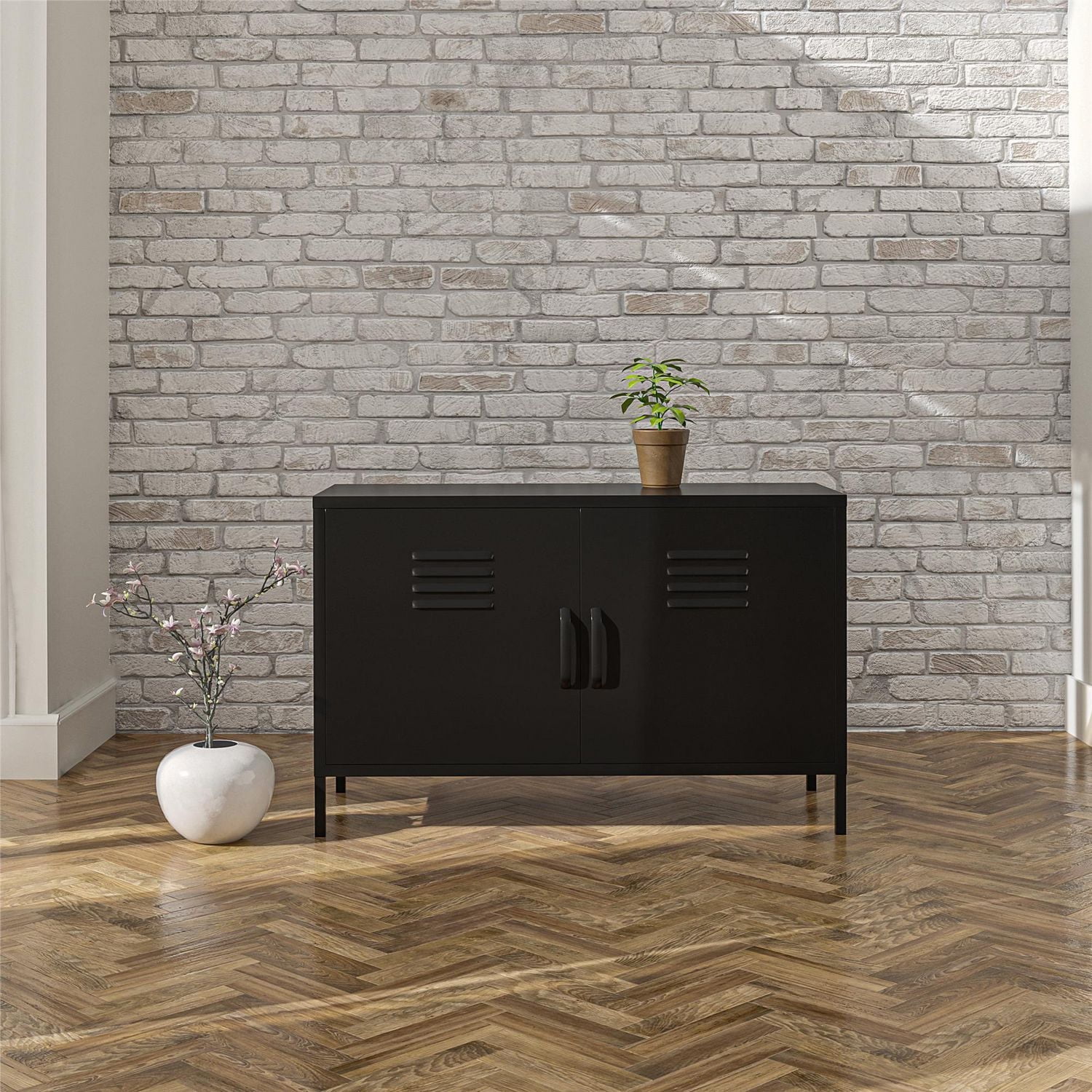 Systembuild Evolution Mission District Armoire d'appoint en métal à 2 portes Noir