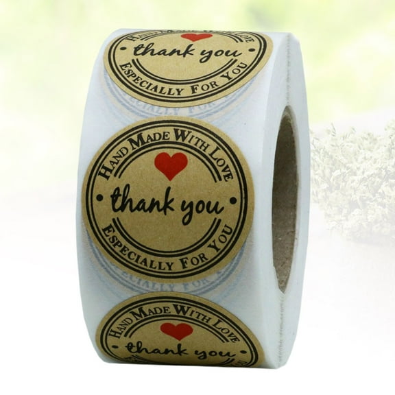 HONITANO 1 Roll Multi-Colored Round Kraft Paper Sticker for and Bakery Party Favors kraft tag stickers