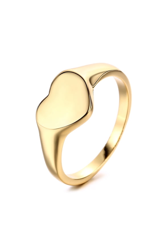 Signet Heart Ring in 14K Yellow Gold plated