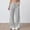 Grey, variant on Striped Linen Pants Women Wide Leg Pant Elastic Waist Tie Up Lightweight Loungewear Casual Trousers Grey
