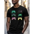 thumbnail image 3 of Game Consoles Men's T Shirts Colorful T-Shirt for Men Crew Neck Tees Cotton Tops, Black, S, 3 of 7