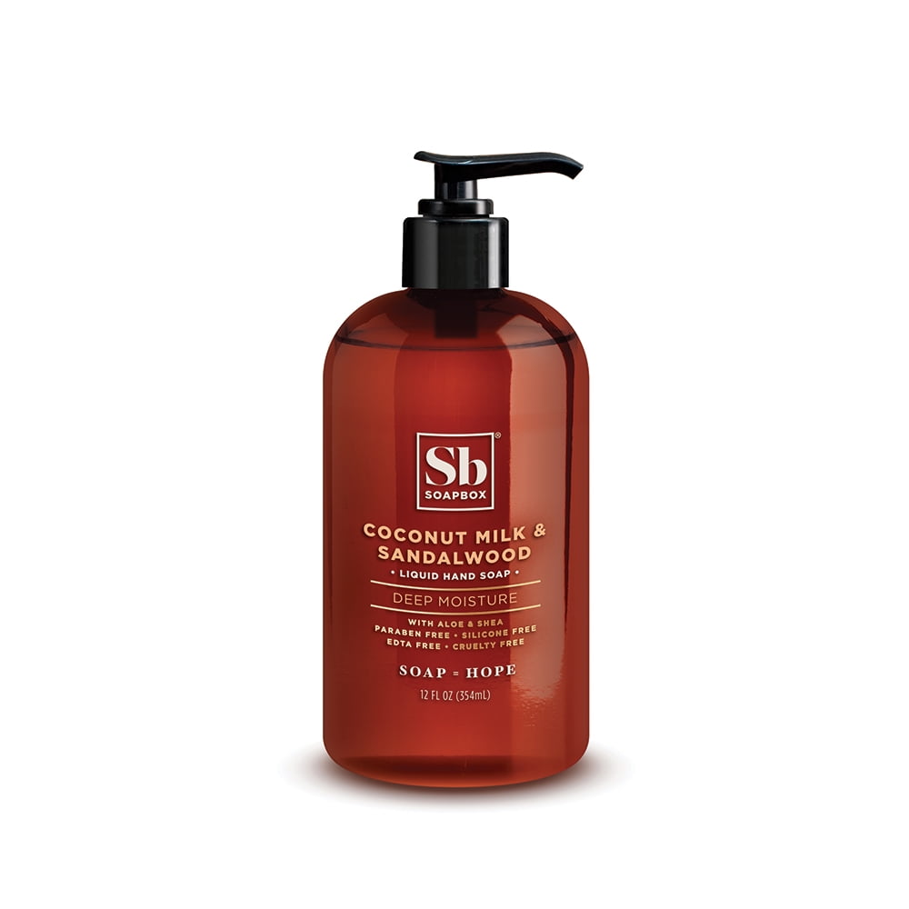 Soapbox Coconut Milk & Sandalwood Deep Moisture Liquid Hand Soap with Shea Butter, 12 Oz Pump