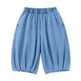 thumbnail image 4 of Karymi Womens Shorts Elastic Smocked High Waist Capri Jeans, Baggy Balloon 7/8 Length Cropped Pants, Elastic Cuffed Hem Denim Culottes With Side Pockets Linen&nbsp;Pants&nbsp;Women, 4 of 7
