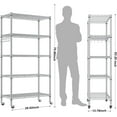 thumbnail image 3 of Homdox 5 Tier Adjustable Rolling Storage Shelves, Heavy Duty Wire Racks and Shelving, Metal Shelves for with Side Hooks Pantry Closet Kitchen Garage Organization, Silver Gray (AM5098_L_SIL), 3 of 9