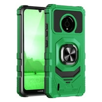 TJS for Nokia C200 (N151DL) Phone Case, [Military Grade] Robotic Magnetic Support Car Mount Metal Ring Holder Kickstand Cover (Green)