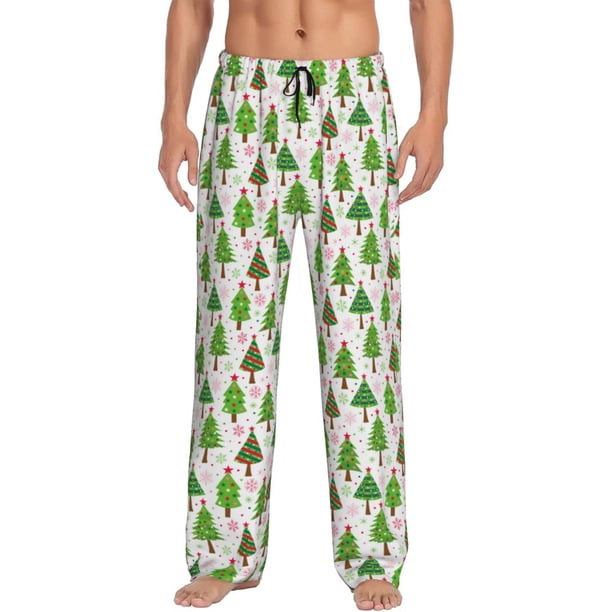 Balery Christmas Trees Pantalones de pijama para hombre, pijama ultraligero, pantalón de descanso-Small