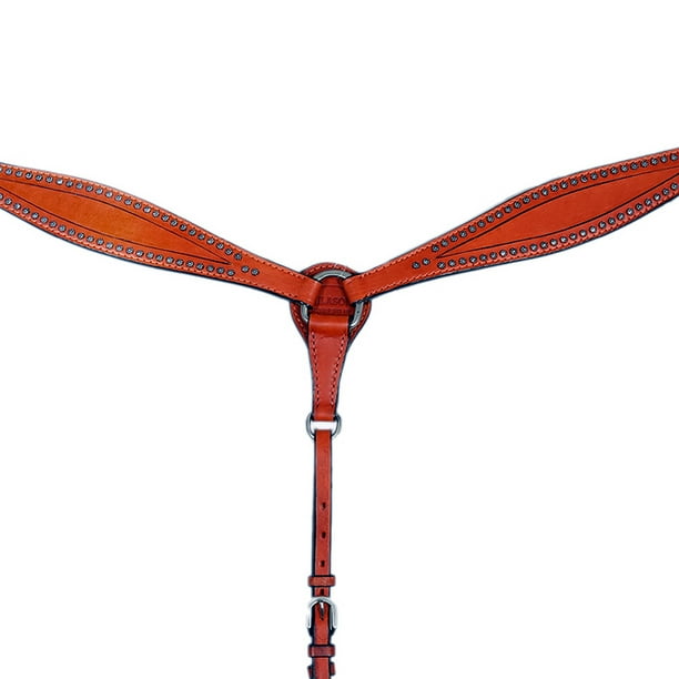 65BH Western Horse Breast Collar Tack American Leather Mahogany Hilason