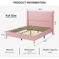 thumbnail image 2 of Full Size Bed Frame, Upholstered Platform Corduroy Bed Frame with Vertical Channel Tufted Wingback Headboard, Strong Wooden Slats Support, No Box Spring Needed, Easy Assembly, Pink, 2 of 6