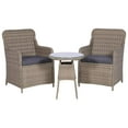 thumbnail image 1 of vidaXL 3 Piece Bistro Set with Cushions Poly Rattan Brown, 1 of 5