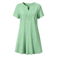 thumbnail image 3 of Helii Womens Embroidered Eyelet V Neck Short Sleeve A Line Dress with Pockets Lightweight Breathable Summer Swing Casual Loose Fit T Shirt Dress for Daily Vacation Beach Party 6 Colors, 3 of 8