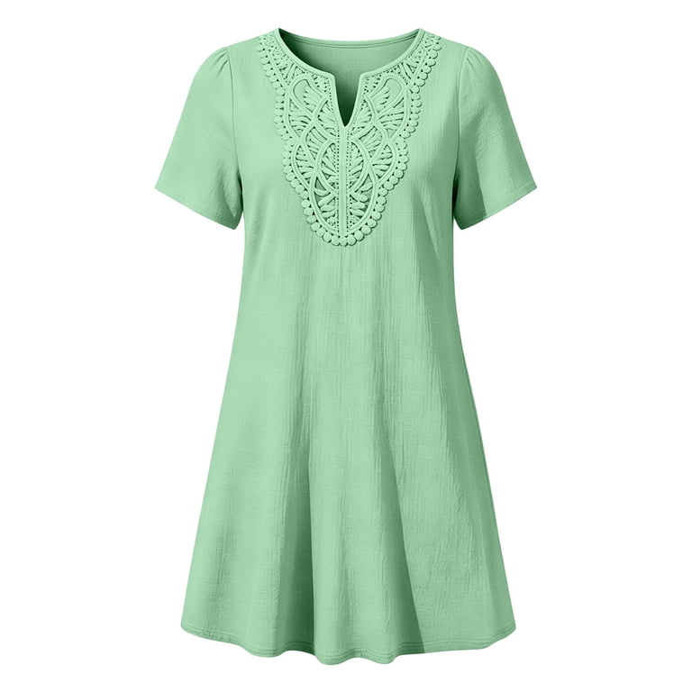 cute dress tops Womens Summer Tops Womens Cute Dress Bell Sleeve Three Layer V Neck Loose Swing Print Dress Casual Sleeveless Tank Tops For Women
