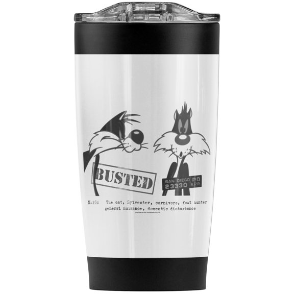 Looney Tunes Sylvester Busted Stainless Steel Tumbler 20 oz Coffee Travel Mug/Cup, Vacuum Insulated & Double Wall with Leakproof Sliding Lid | Great for Hot Drinks and Cold Beverages