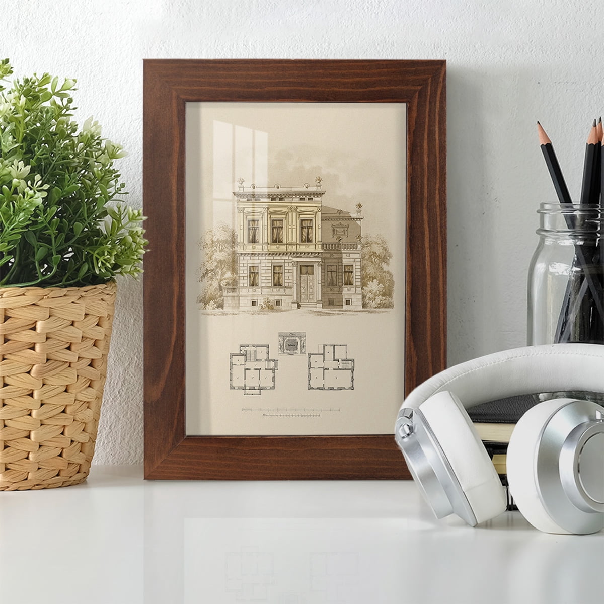 Estate and Plan III -Framed Print w/glass-Chestnut