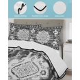 thumbnail image 4 of Black Grey Twin XL Size Down Alternative Comforter,Lightweight Comforter Quilt Bedding Set with Pillow Shams Boho Vintage Print Distressed Brick Patterns Bed Comforter Duvet Insert 68"x98", 4 of 7