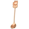 thumbnail image 2 of EeaseMX Cuchara de acero inoxidable 304 con forma de gato de la suerte para revolver café, cuchara de postre con dibujos animados para cenar en la cocina (oro rosa), 2 of 7
