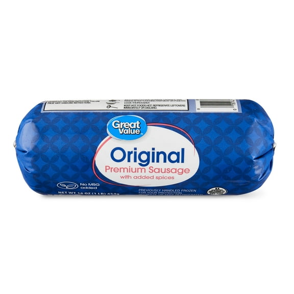 Great Value Original Premium Sausage Roll, 16 oz, Plastic Wrapped (Refrigerated)