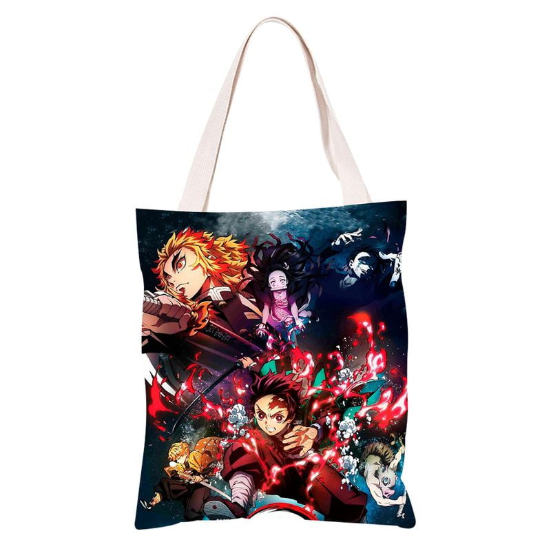SHIYAO Anime Demon Slayer Printed Reusable Sling Canvas Tote Bag 