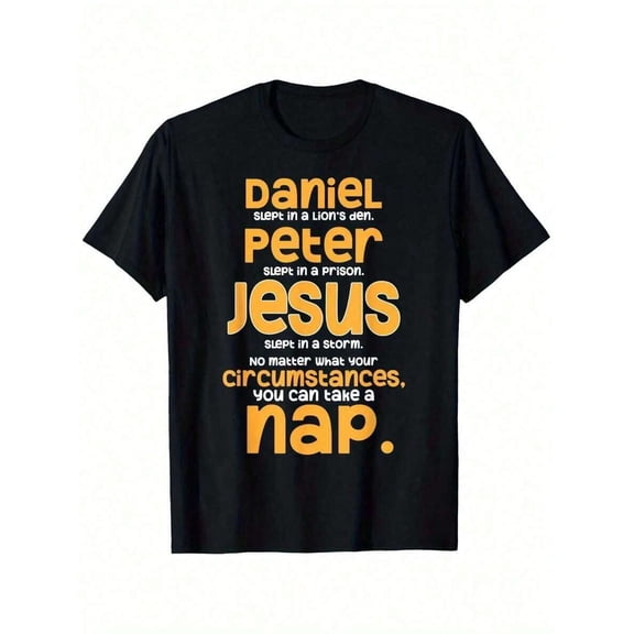 Christian Meme Men's T-Shirt, Daniel Peter Jesus Nap Graphic Tee, Inspirational Faith Humor Gift Top