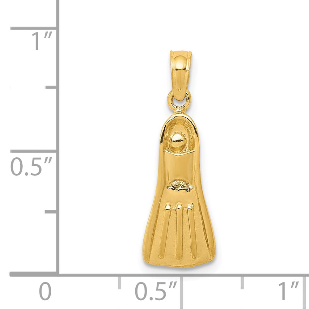 Details about   14k 14kt Yellow Gold Scuba Flipper Pendant 23 mm X 6 mm 