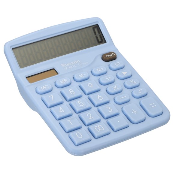 Uxcell Desk Calculator, 12 Digits Large LCD Display Electronic Calculator Solar Battery Dual Power, Blue