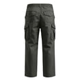thumbnail image 5 of Relaxed Straight Leg Cargo Long Trousers For Men Elastic Stretch Drawstring Waist Large Side Cargo Pockets Soft Breathable Twill Fabric Hiking Work Pants, 5 of 5