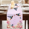 thumbnail image 3 of Table Runners 72 Inches Long Dress Scarves, Pink Flower Farmhouse Kitchen/Dining Table Runner, Coffee Tablerunners, Spring Floral Elegant Butterflies Birds Farmhouse 18x72 Inch, 3 of 9